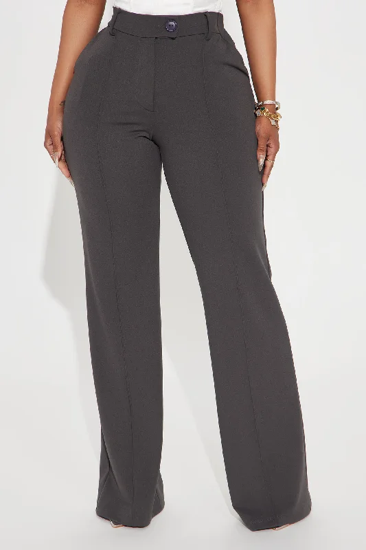 Heidi Wide Leg Trouser Pant - Charcoal