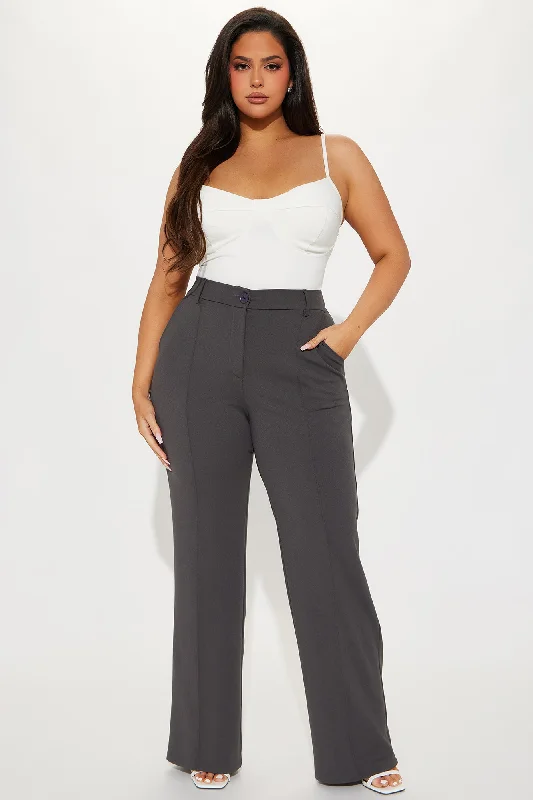 Heidi Wide Leg Trouser Pant - Charcoal