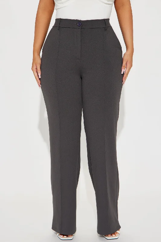 Heidi Wide Leg Trouser Pant - Charcoal