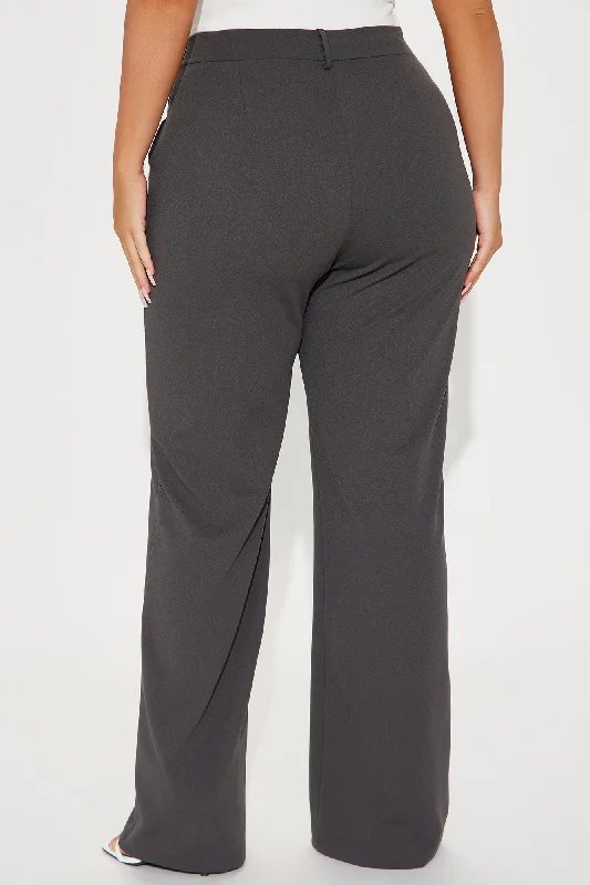 Heidi Wide Leg Trouser Pant - Charcoal