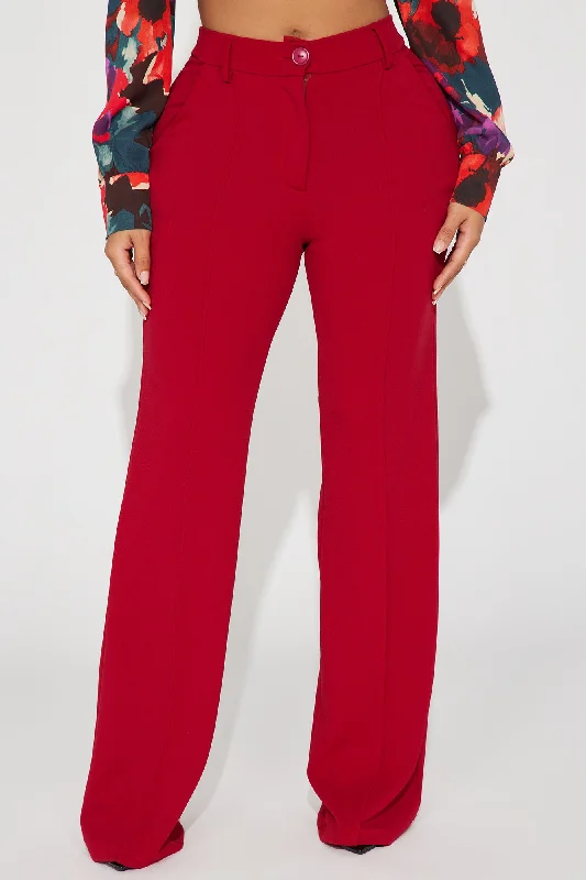 Heidi Wide Leg Trouser Pant - Red