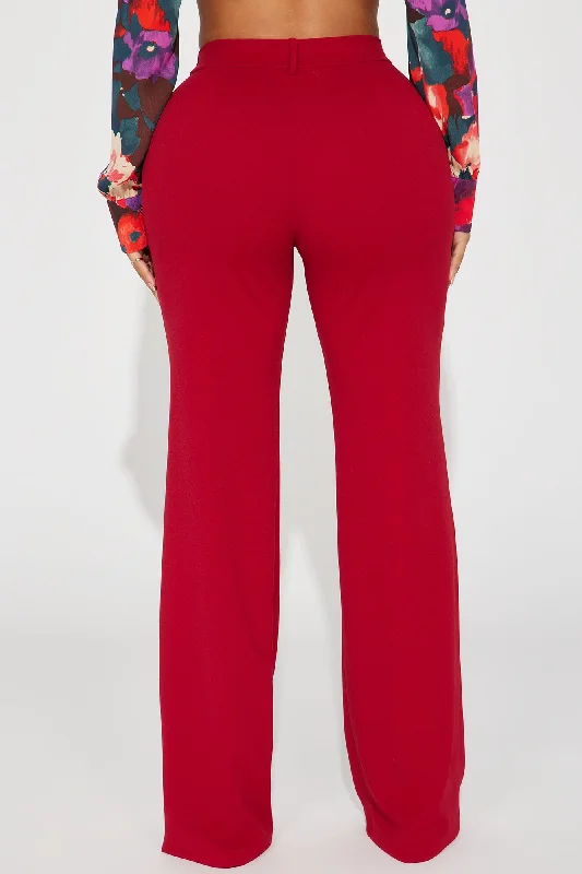 Heidi Wide Leg Trouser Pant - Red