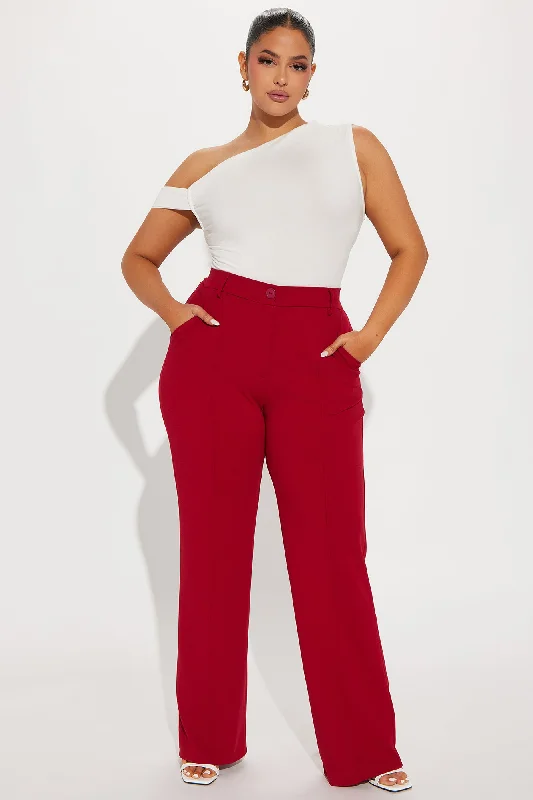 Heidi Wide Leg Trouser Pant - Red