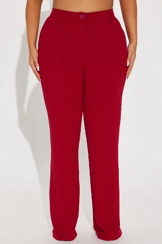 Heidi Wide Leg Trouser Pant - Red