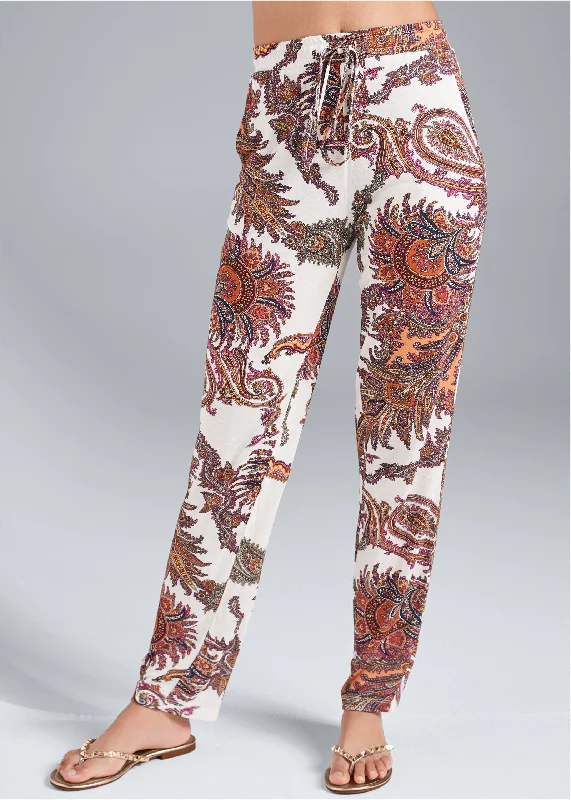 Paisley printed pants - White Multi