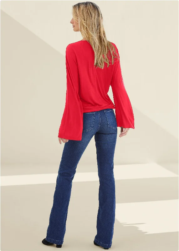 Banded hem top - Red