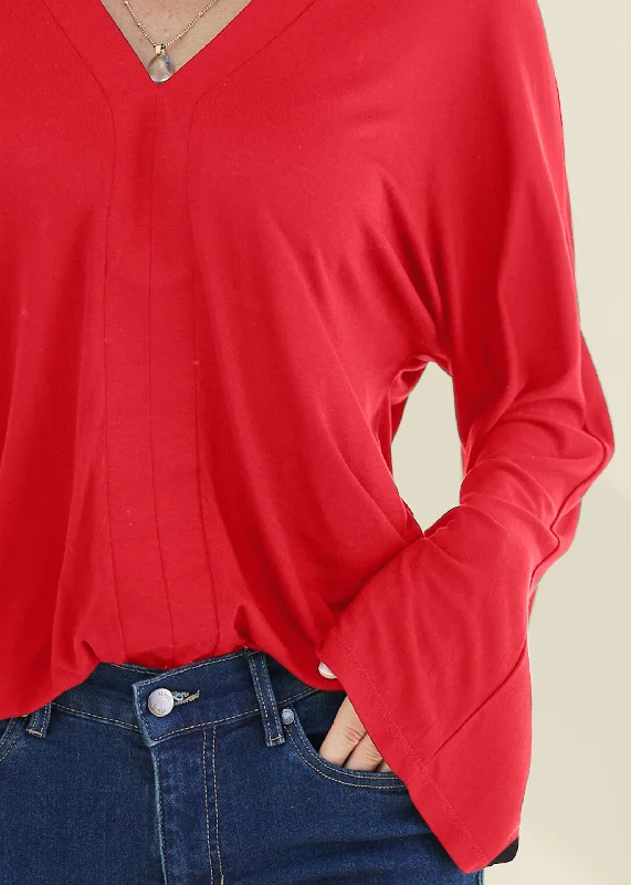 Banded hem top - Red