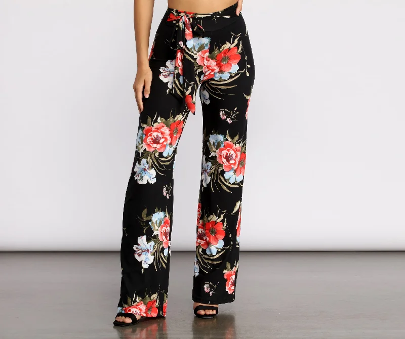 Just Enough Floral High Waist Pants