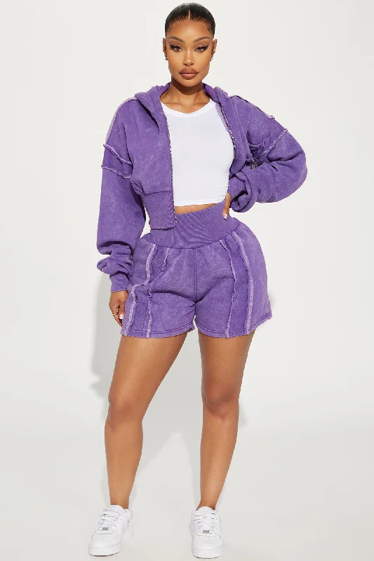 Kamaya Washed Fleece Short - Purple