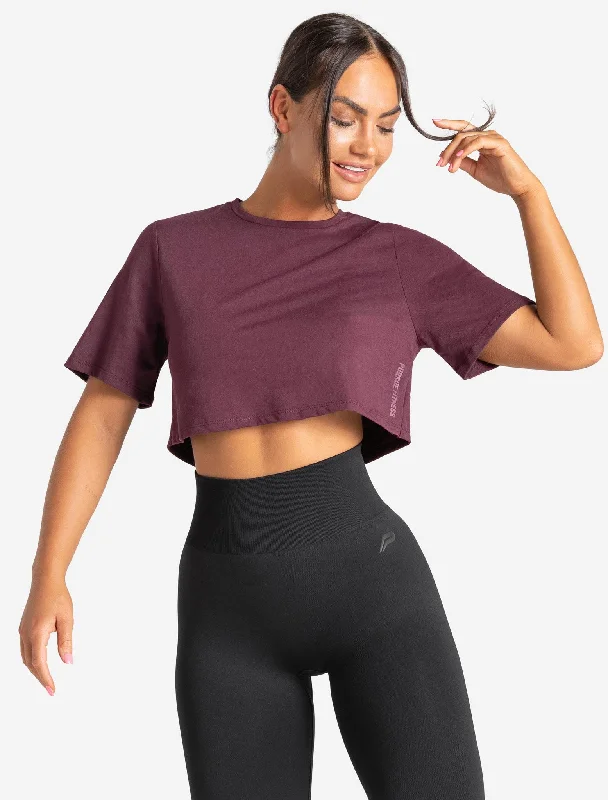 Knot Back Crop T-Shirt - Maroon