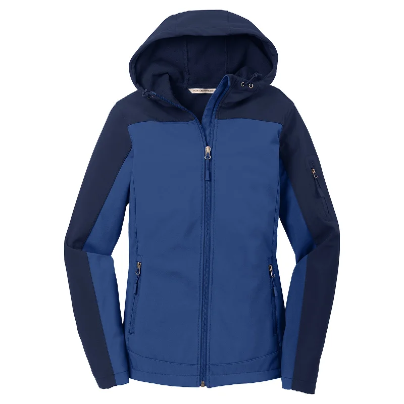 Port Authority Women's Night Sky Blue/Dress Blue Navy Hooded Core Soft Shell Jacket