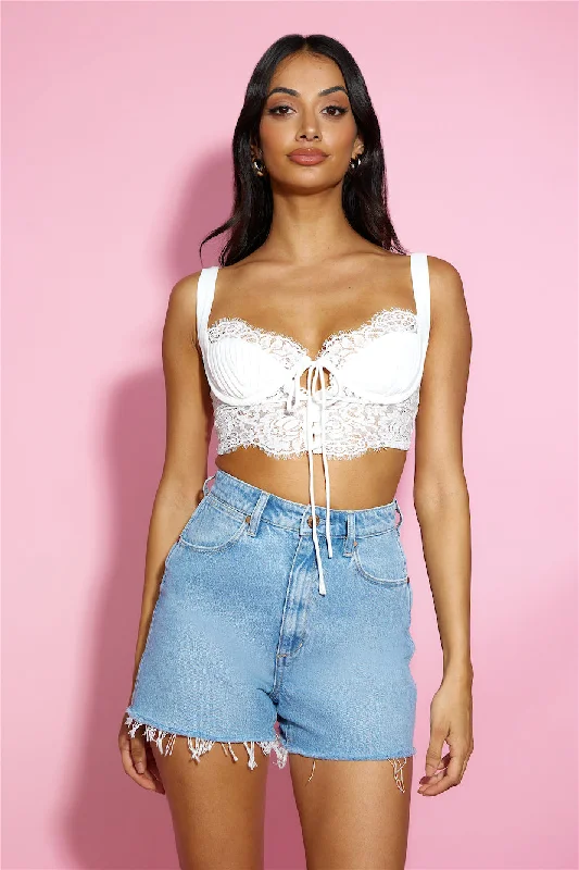 Lace Moment Crop Top White