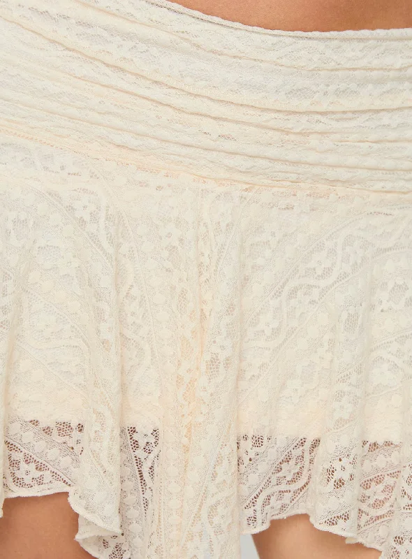 Lifas Lace Mini Skirt Cream