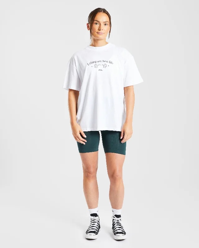 Lifting My Best Life Oversized T Shirt - White