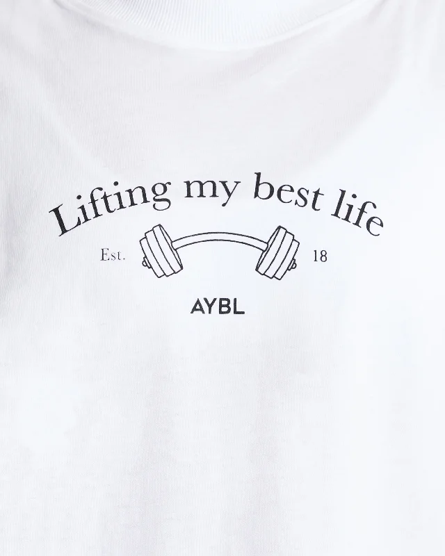 Lifting My Best Life Oversized T Shirt - White