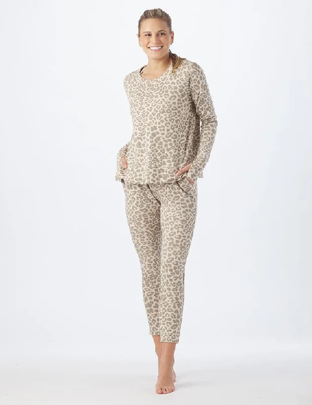 Lounge Long Sleeve: Oatmilk Leopard