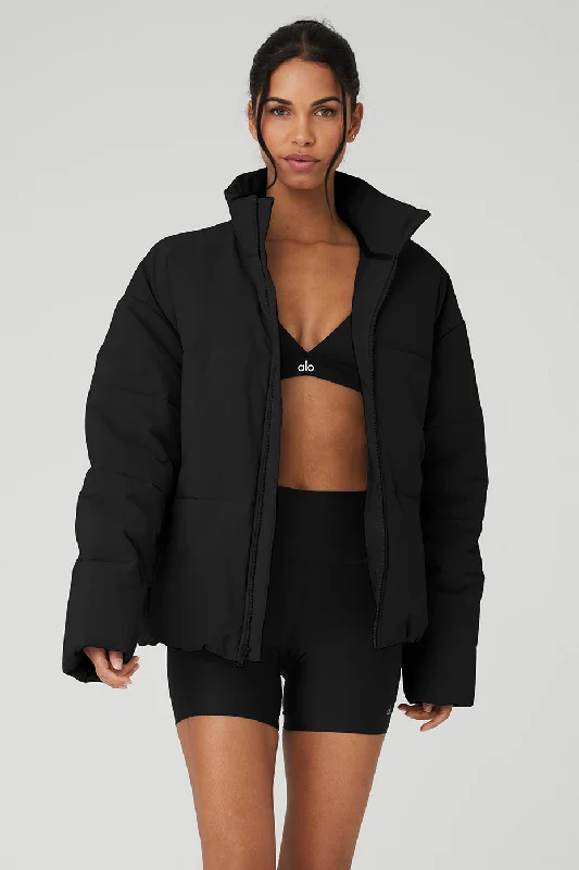 Stretch Woven Street Puffer - Black