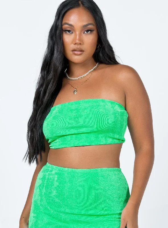 Maci Strapless Top Green