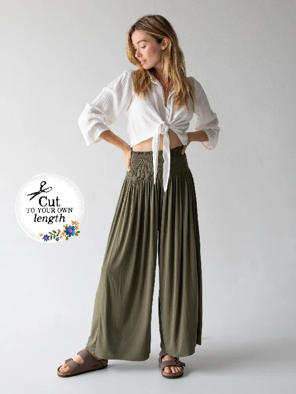 Make A Move Knit Palazzo Pant - Olive