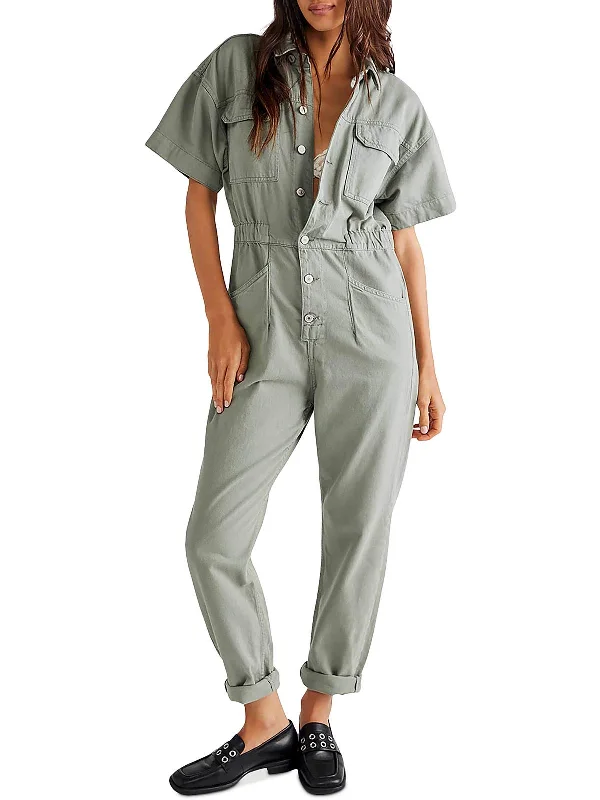 Marci Womens Denim Jumpsuit