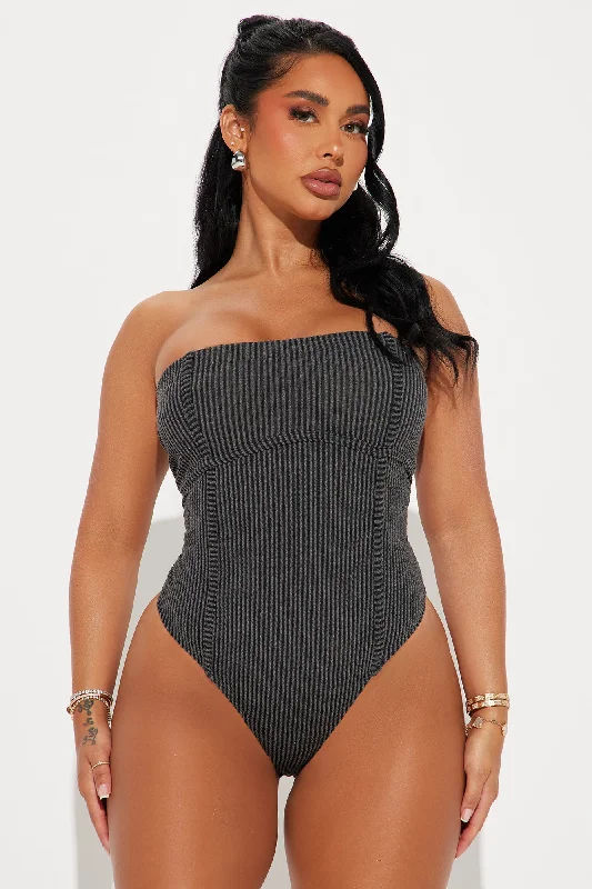 Mckenna Ribbed Bodysuit - Charcoal