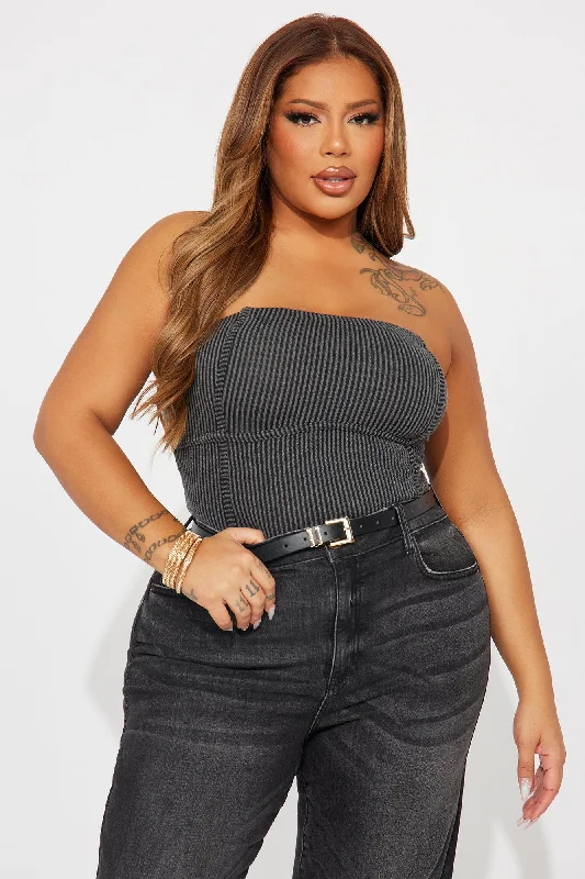 Mckenna Ribbed Bodysuit - Charcoal