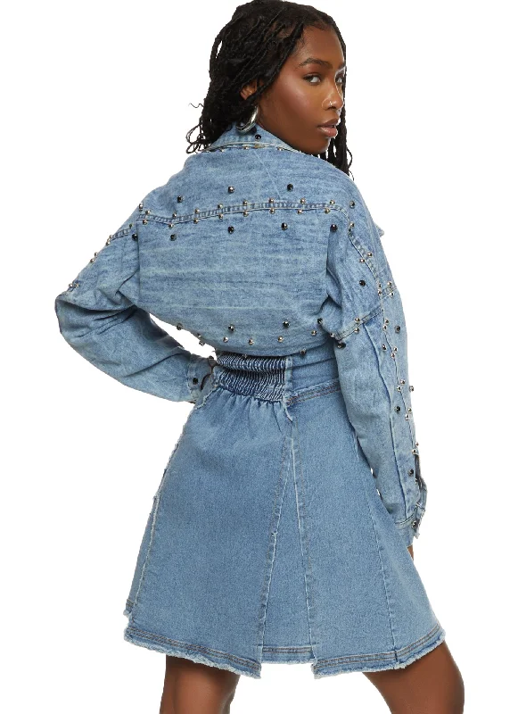 Studded Denim Bolero Jacket