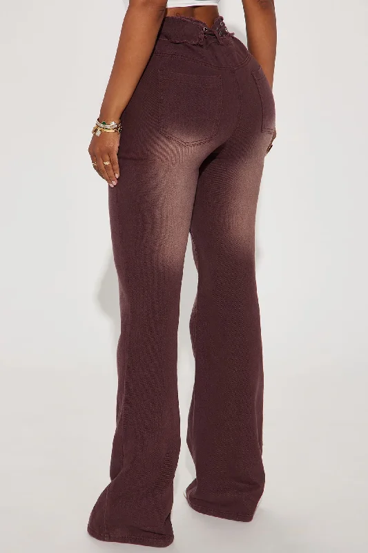 Meet Me Halfway Mid Rise Flare Pant - Chocolate