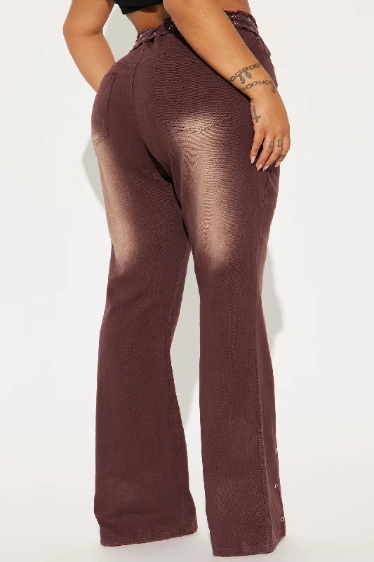 Meet Me Halfway Mid Rise Flare Pant - Chocolate