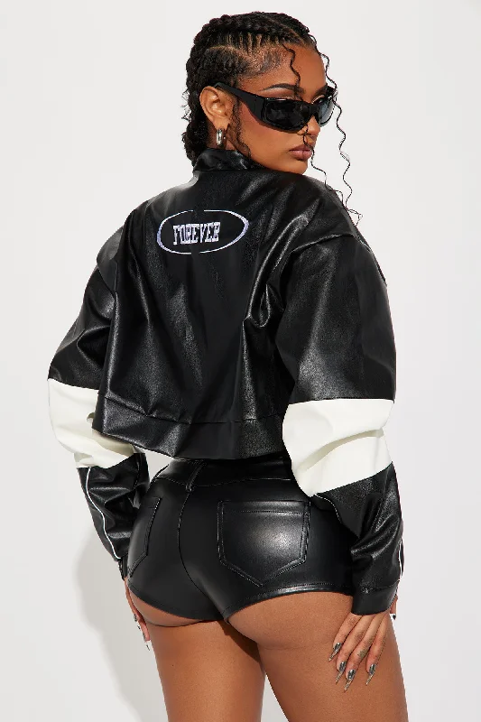 Miami Forever Faux Leather Jacket - Black/combo