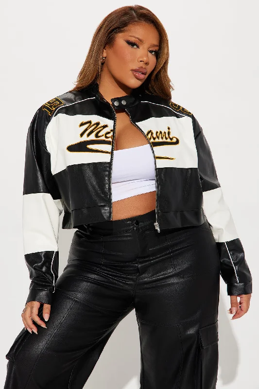 Miami Forever Faux Leather Jacket - Black/combo