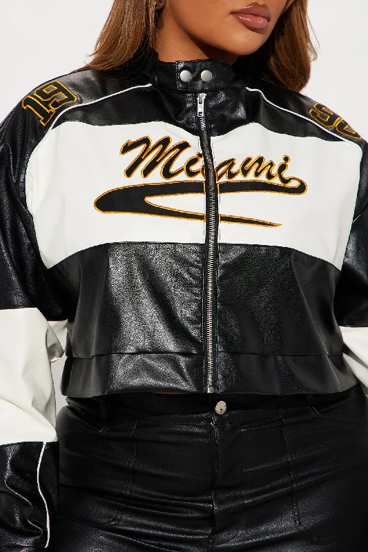 Miami Forever Faux Leather Jacket - Black/combo