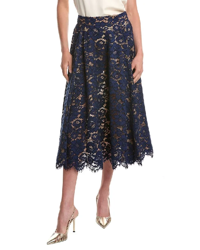 Michael Kors Collection Floral Lace Silk-Lined Circle Skirt