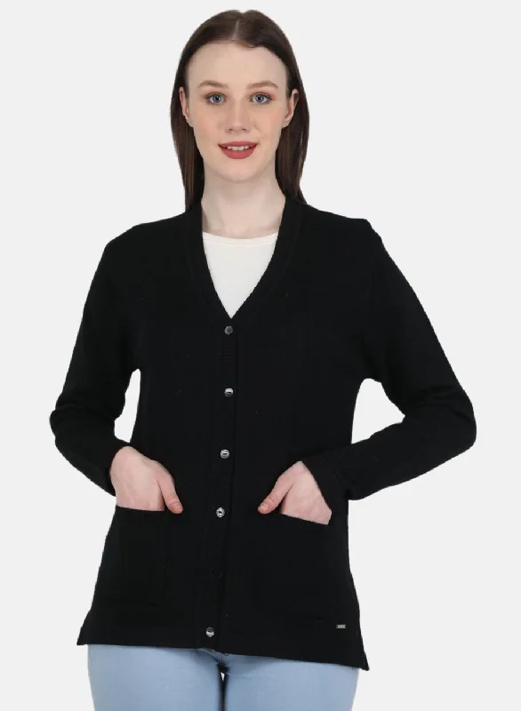 Women Black Solid Cardigan