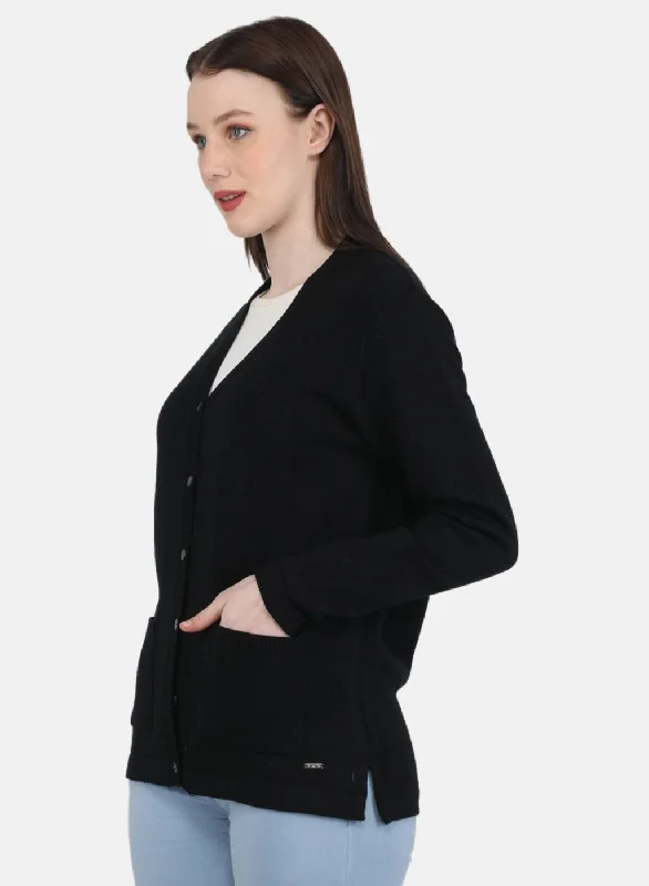 Women Black Solid Cardigan