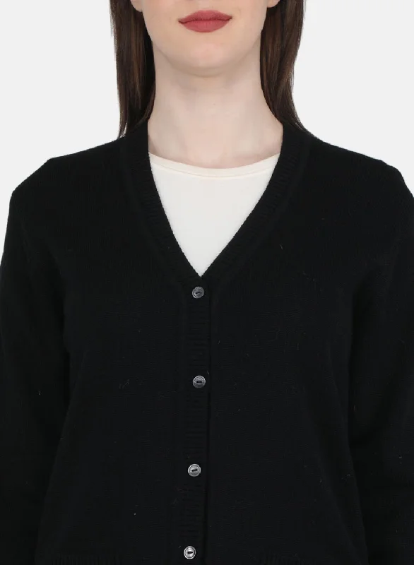 Women Black Solid Cardigan