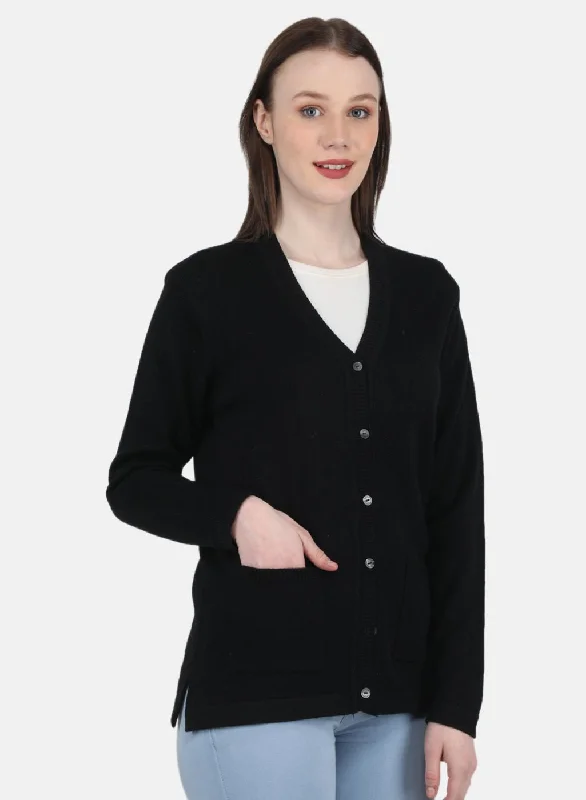 Women Black Solid Cardigan