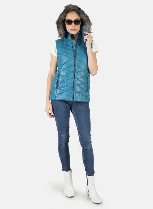 Women Blue Solid Jacket