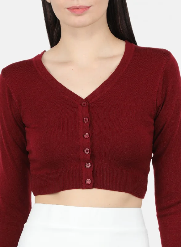 Women Maroon Solid Blouse