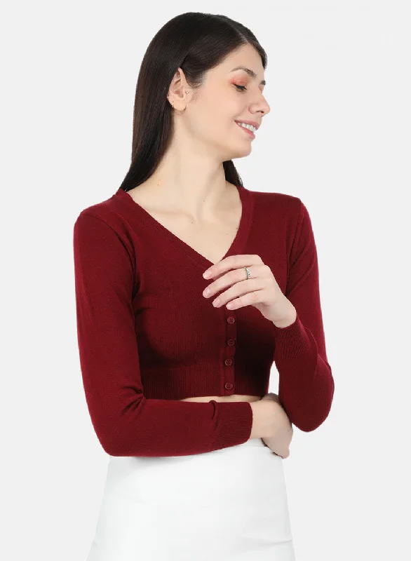 Women Maroon Solid Blouse