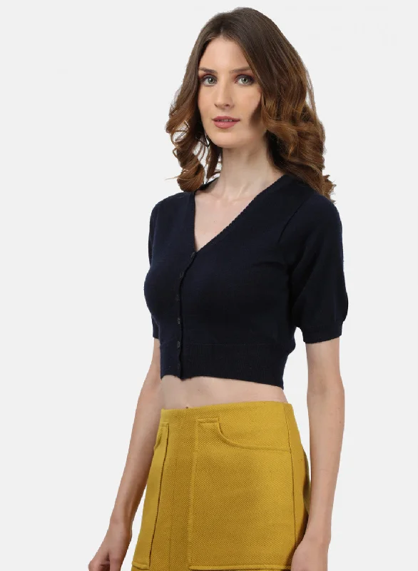 Women NAvy Blue Solid Blouse