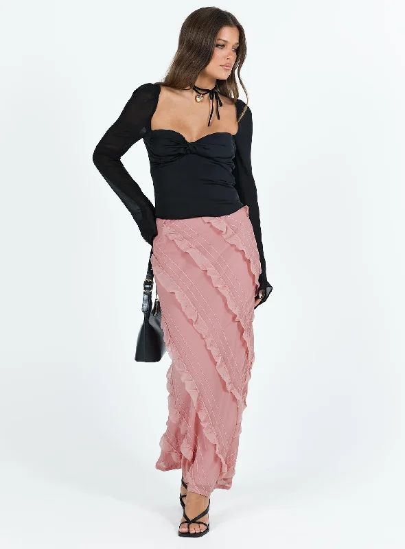 Mullins Bias Cut Maxi Skirt Pink