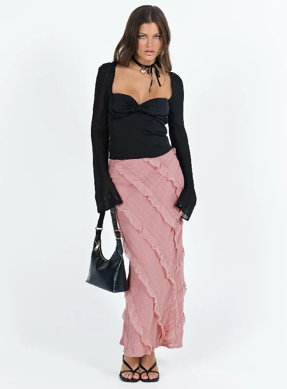 Mullins Bias Cut Maxi Skirt Pink