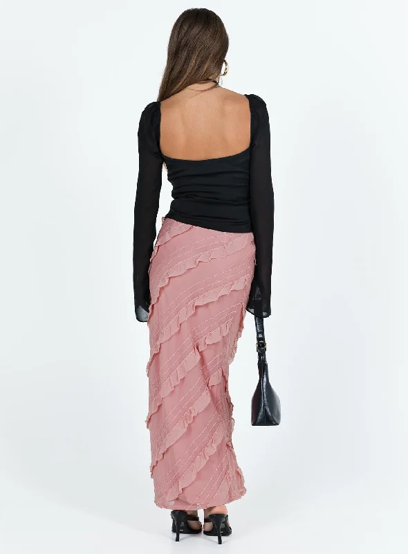 Mullins Bias Cut Maxi Skirt Pink