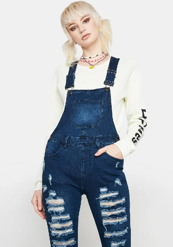 Navy Rough Day Denim Overalls