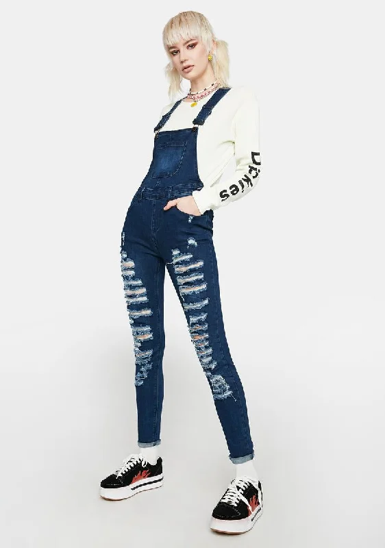 Navy Rough Day Denim Overalls