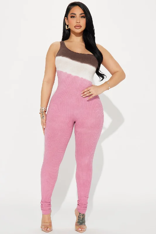 Neopolitian Ribbed Jumpsuit - Pink/combo