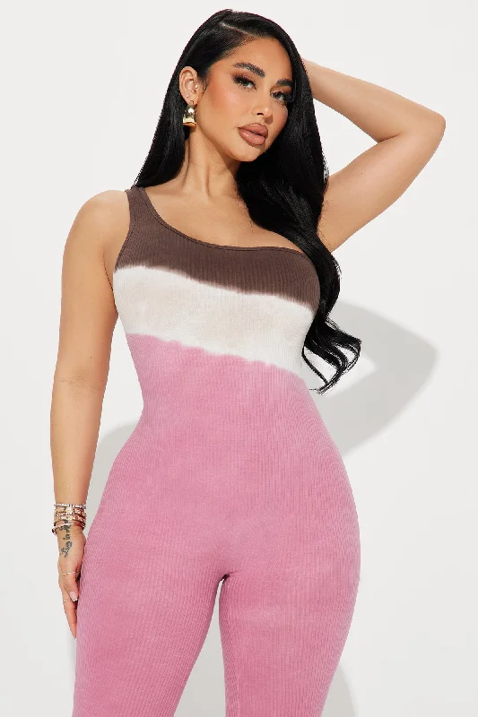 Neopolitian Ribbed Jumpsuit - Pink/combo