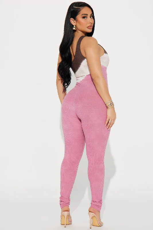 Neopolitian Ribbed Jumpsuit - Pink/combo