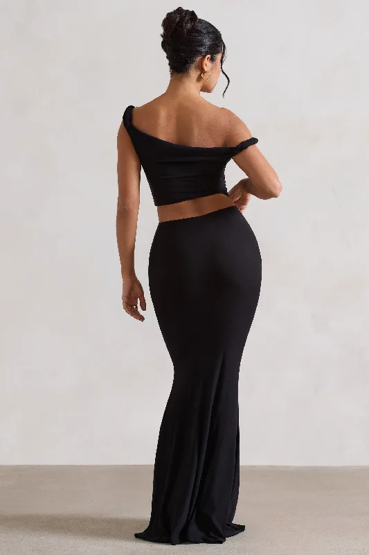 Neve | Black Asymmetric Maxi Skirt